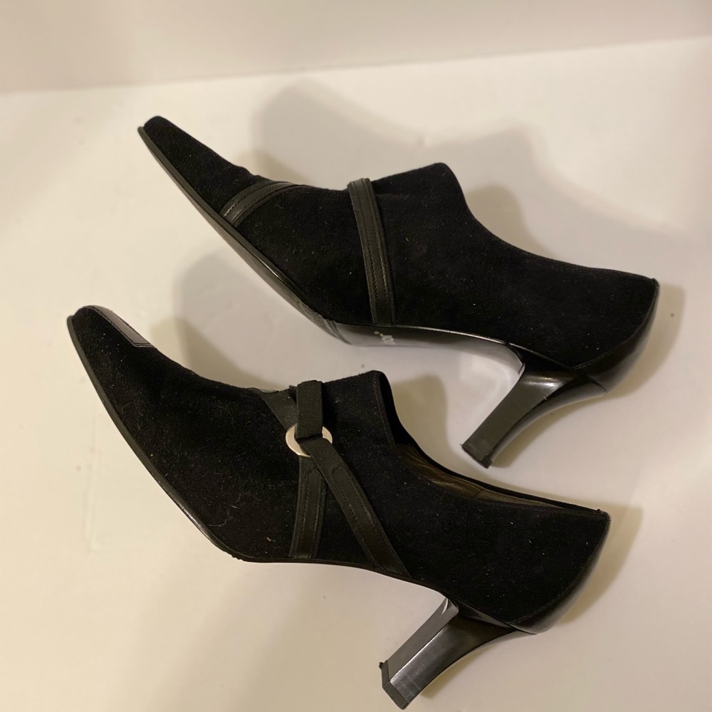 Gabor - Woman’s black suede & black leather trim slip on ankle boots, Size: 5.5